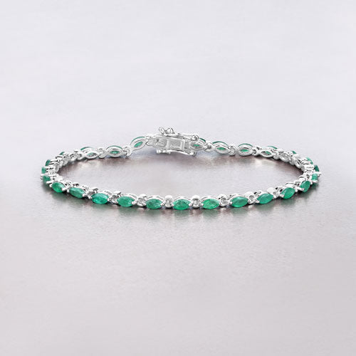 Bids.com 3.24 Carat Genuine Zambian Emerald .925 Sterling Silver Bracelet Bracelets