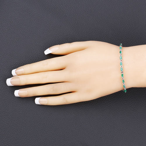 Bids.com 3.24 Carat Genuine Zambian Emerald .925 Sterling Silver Bracelet Bracelets