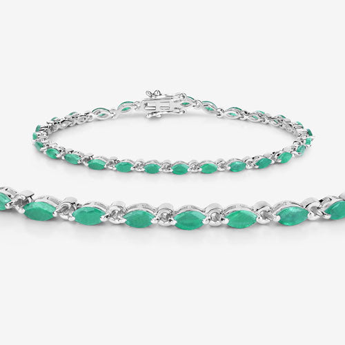 Bids.com 3.24 Carat Genuine Zambian Emerald .925 Sterling Silver Bracelet Bracelets