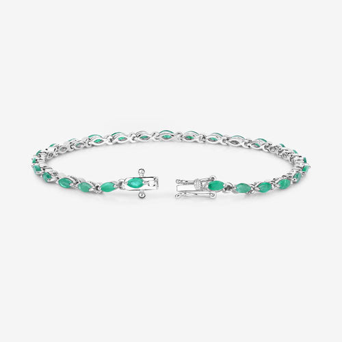 Bids.com 3.24 Carat Genuine Zambian Emerald .925 Sterling Silver Bracelet Bracelets
