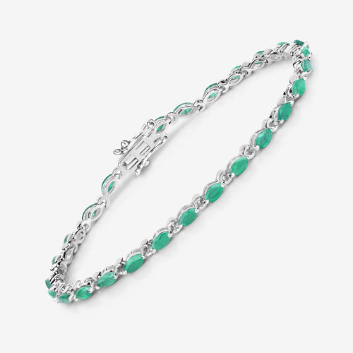 Bids.com 3.24 Carat Genuine Zambian Emerald .925 Sterling Silver Bracelet Bracelets