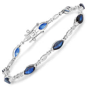 Bids.com 5.58 Carat Genuine Blue Sapphire and White Diamond 14K White Gold Bracelet Bracelets