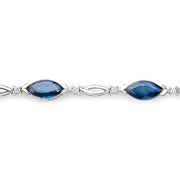 Bids.com 5.58 Carat Genuine Blue Sapphire and White Diamond 14K White Gold Bracelet Bracelets