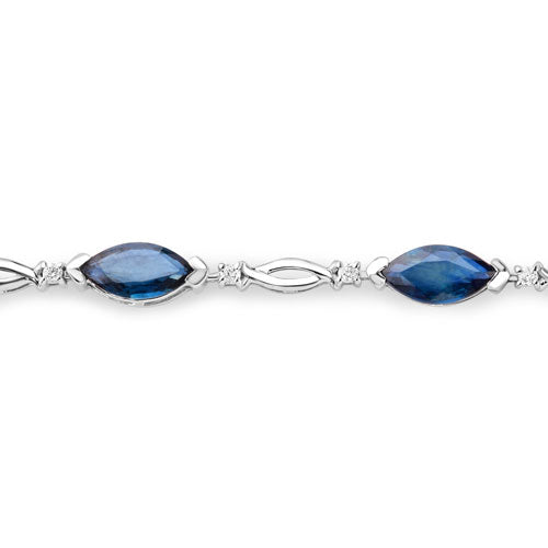 Bids.com 5.58 Carat Genuine Blue Sapphire and White Diamond 14K White Gold Bracelet Bracelets