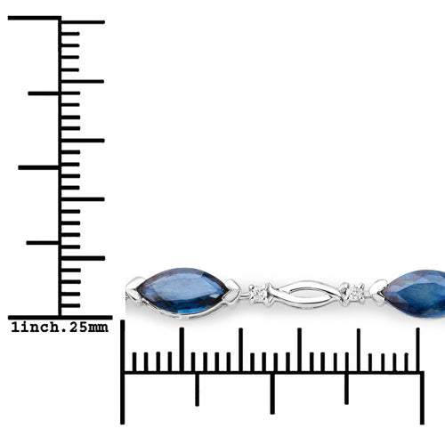 Bids.com 5.58 Carat Genuine Blue Sapphire and White Diamond 14K White Gold Bracelet Bracelets