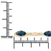 Bids.com 5.58 Carat Genuine Blue Sapphire and White Diamond 14K Yellow Gold Bracelet Bracelets