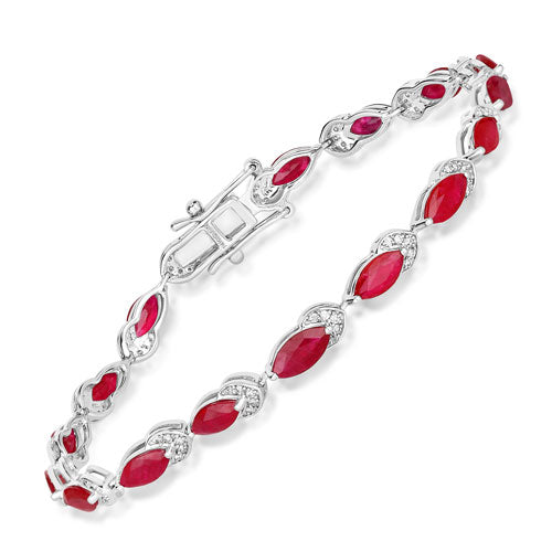 Bids.com 6.79 Carat Genuine Ruby and White Diamond 14K White Gold Bracelet Bracelets
