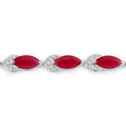 Bids.com 6.79 Carat Genuine Ruby and White Diamond 14K White Gold Bracelet Bracelets