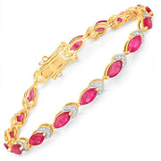 Bids.com 6.79 Carat Genuine Ruby and White Diamond 14K Yellow Gold Bracelet Bracelets
