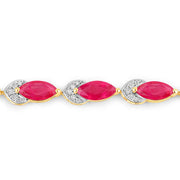 Bids.com 6.79 Carat Genuine Ruby and White Diamond 14K Yellow Gold Bracelet Bracelets