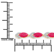 Bids.com 6.79 Carat Genuine Ruby and White Diamond 14K Yellow Gold Bracelet Bracelets