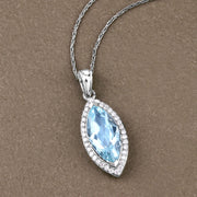 Bids.com 2.55 Carat Genuine Aquamarine and White Diamond 14K White Gold Pendant Pendants