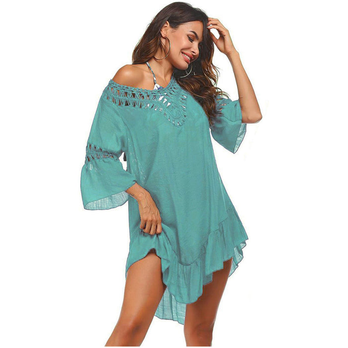 Backless Cutout Three-Quarter Sleeve Cover Up