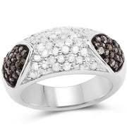 Bids.com 0.94 Carat Genuine Champagne Diamond and White Diamond .925 Sterling Silver Ring Rings