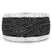 Bids.com 0.79 Carat Genuine Black Diamond and White Diamond .925 Sterling Silver Ring Rings