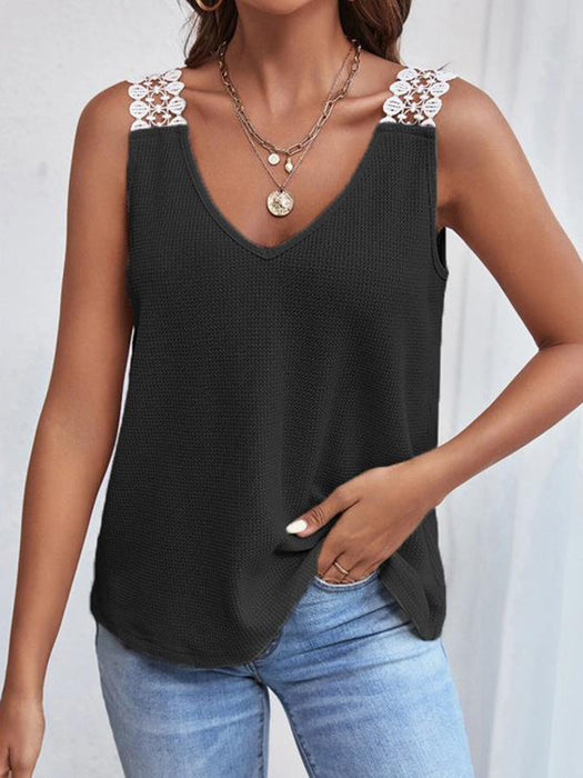 Lace Detail V-Neck Tank