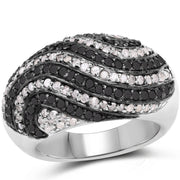 Bids.com 1.26 Carat Genuine Black Diamond and White Diamond .925 Sterling Silver Ring Rings
