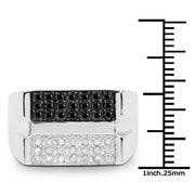 Bids.com 0.64 Carat Genuine Black Diamond and White Diamond .925 Sterling Silver Ring Rings