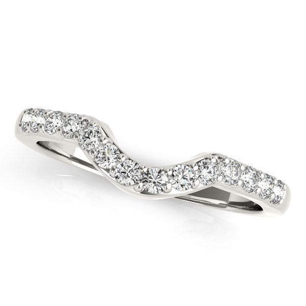 Bids.com 14k White Gold Pave Set Diamond Curved Wedding Band (1/4 cttw) Rings