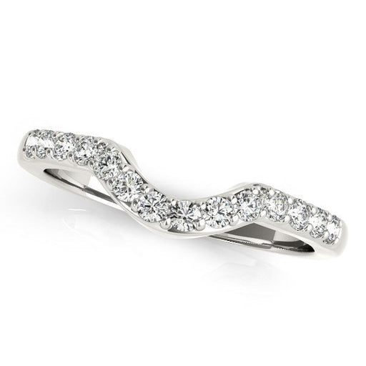 Bids.com 14k White Gold Pave Set Diamond Curved Wedding Band (1/4 cttw) Rings