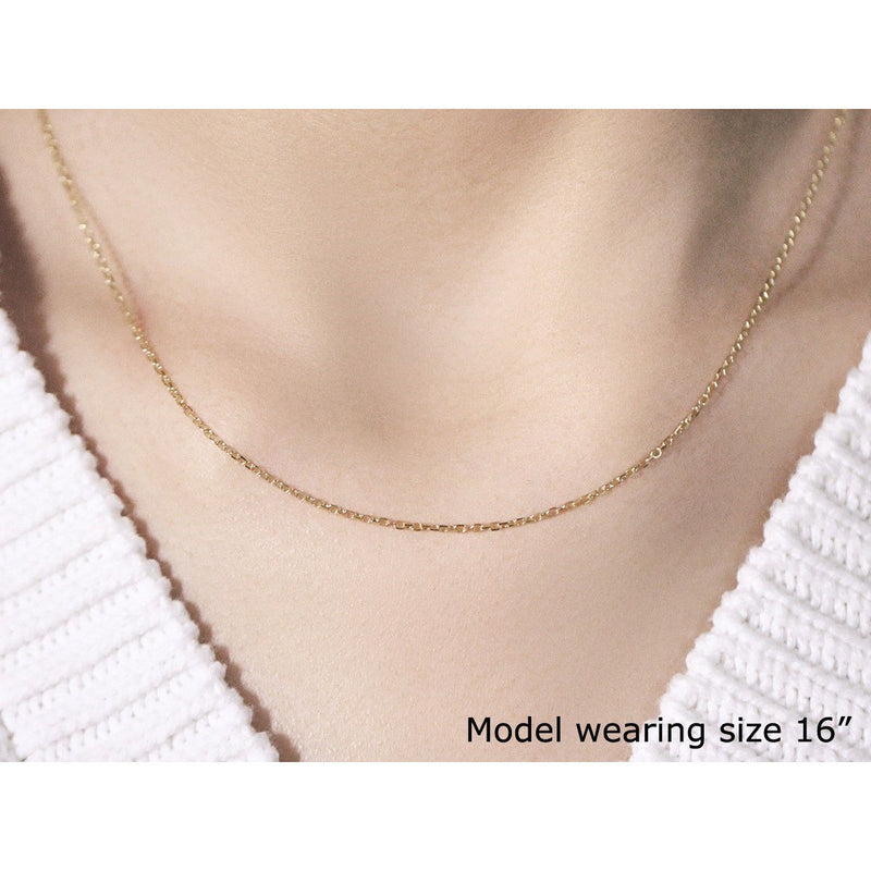 Bids.com 14k Yellow Gold Faceted Cable Link Chain 1.3mm Necklaces
