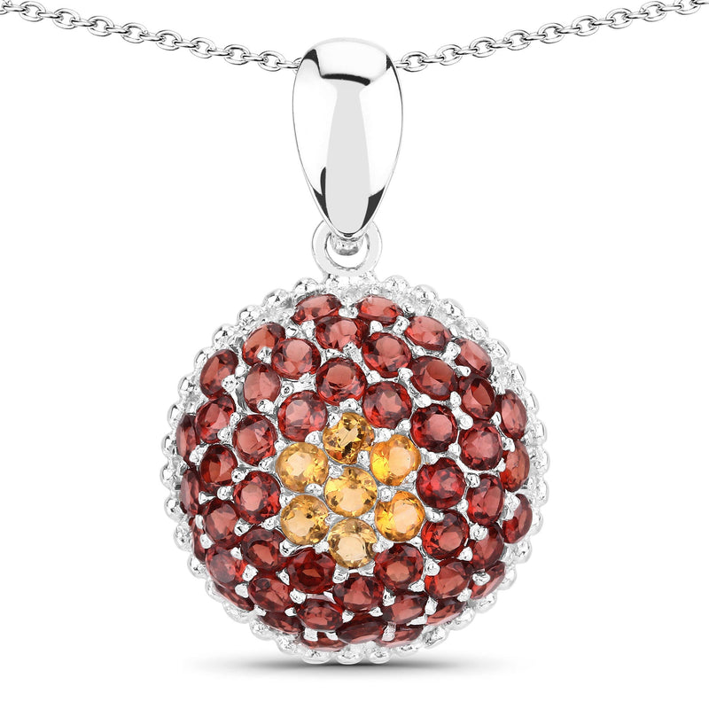 Bids.com 4.57 Carat Genuine Citrine and Garnet .925 Sterling Silver Pendant Pendants