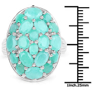 Bids.com 5.48 Carat Genuine Emerald .925 Sterling Silver Ring Rings
