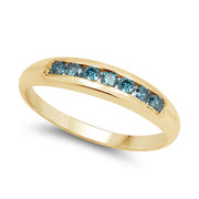 Bids.com 14K Yellow Gold Plated 0.35 Carat Genuine Blue Diamond .925 Sterling Silver Ring Rings