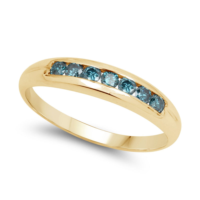Bids.com 14K Yellow Gold Plated 0.35 Carat Genuine Blue Diamond .925 Sterling Silver Ring Rings