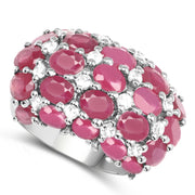 Bids.com 8.54 Carat Glass Filled Ruby and White Topaz .925 Sterling Silver Ring Rings