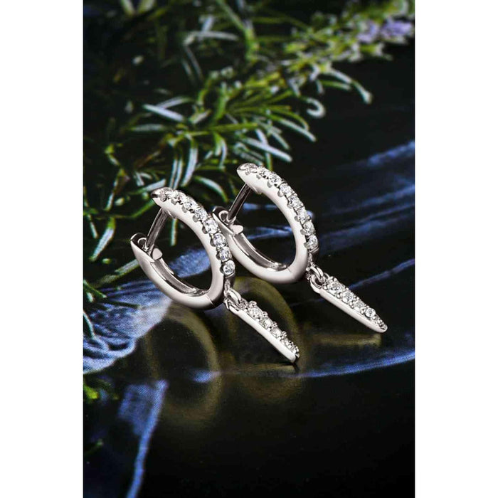 Moissanite 925 Sterling Silver Huggie Drop Earrings