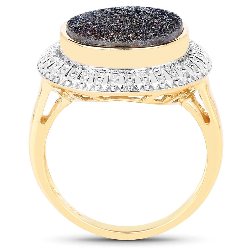 Bids.com 4.90 Carat Genuine Cobalt Blue Drusy .925 Sterling Silver Ring Rings