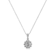 Bids.com .925 Sterling Silver Diamond Accent Sunburst Milgrain 18" Pendant Necklace (I-J Color, I1-I2 Clarity) Necklaces