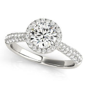 Bids.com 14k White Gold Halo Diamond Engagement Ring with Pave Band (1 1/3 cttw) Rings