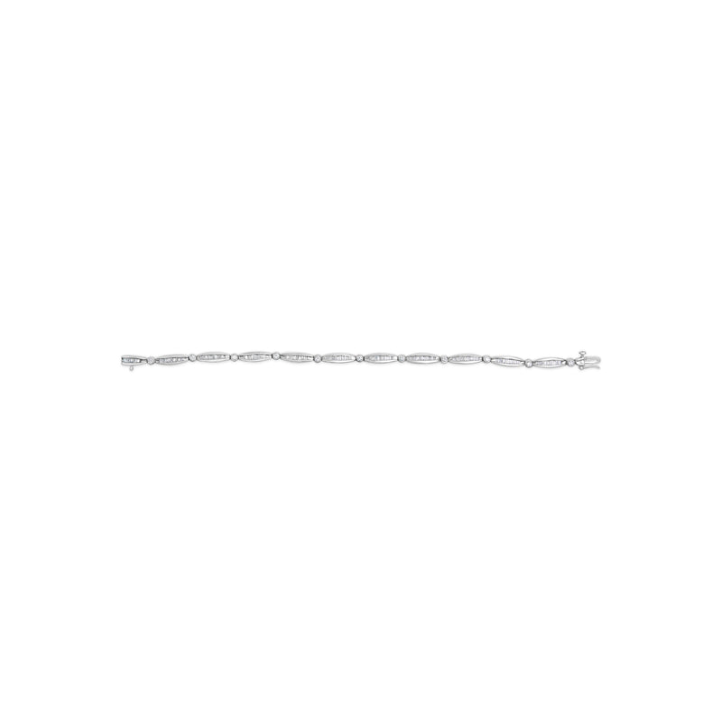 Bids.com 14K White Gold 1-1/2 Cttw Round Brilliant-Cut & Baguette Cut Diamond Bezel and Tapered Link 7" Tennis Bracelet (H-I Color, I1-I2 Clarity) Bracelets