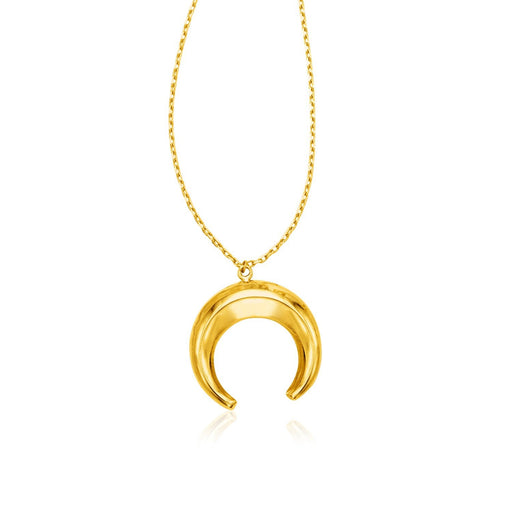 Bids.com 14k Yellow Gold 17 inch Necklace with Domed Moon Motif Pendant Necklaces