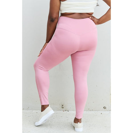 Zenana Fit For You High Waist Active Leggings in Light Rose