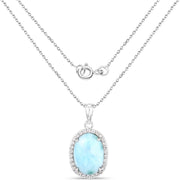 Bids.com 13.55 Carat Genuine Larimar and White Topaz .925 Sterling Silver Pendant Pendants