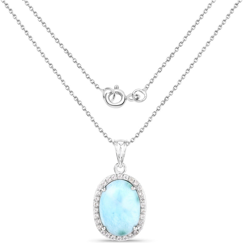 Bids.com 13.55 Carat Genuine Larimar and White Topaz .925 Sterling Silver Pendant Pendants