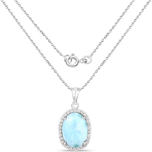 Bids.com 13.55 Carat Genuine Larimar and White Topaz .925 Sterling Silver Pendant Pendants
