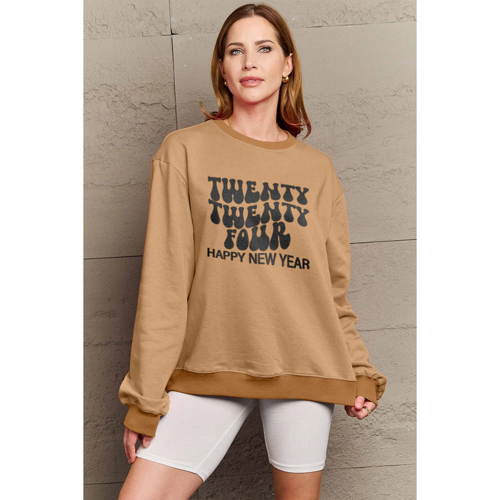 Simply Love TWENTY TWENTY FOUR HAPPY NEW YEAR Dropped Shoulder Sweatshirt