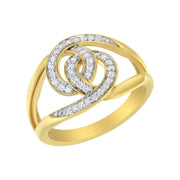 Bids.com 14K Yellow Gold Plated .925 Sterling Silver 1/4 Cttw Diamond Interlocking Loop Open Shank Bypass Ring (I-J Color, I1-I2 Clarity) - Size 7 Rings