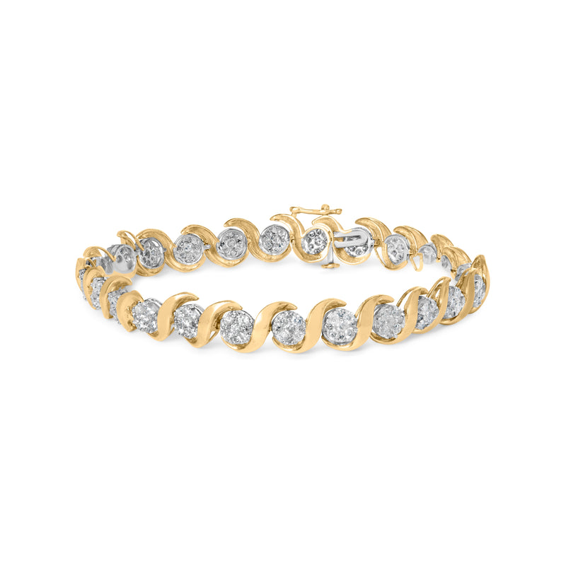 Bids.com 10K Yellow Gold 4.00 Cttw Round-Cut Diamond Floral Link 7.5" Bracelet (H-I Color, I2-I3 Clarity) Bracelets