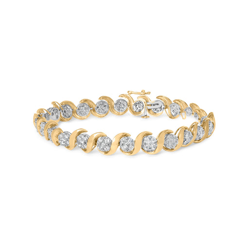 Bids.com 10K Yellow Gold 4.00 Cttw Round-Cut Diamond Floral Link 7.5" Bracelet (H-I Color, I2-I3 Clarity) Bracelets