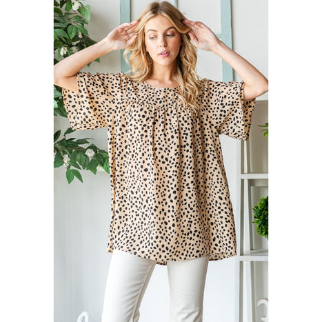 Heimish Animal Print Flutter Sleeve Blouse