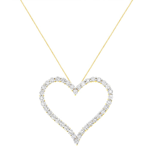 Bids.com 10k Yellow Gold Plated .925 Sterling Silver 3.0 cttw Round-Cut Diamond Open Heart Pendant Necklace (J-K Color, I1-I2 Clarity) - 18" Necklaces