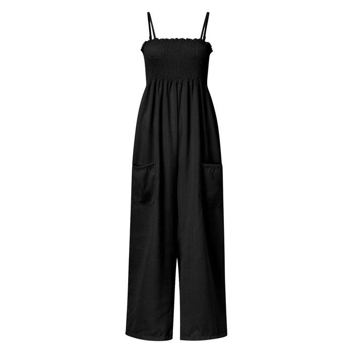 Smocked Spaghetti Strap Wide Leg Jumpsuit