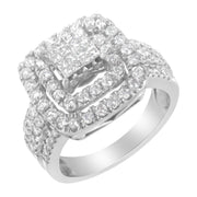 Bids.com 14KT White Gold Diamond Cocktail Ring (1 1/2 cttw, H-I Color, SI2-I1 Clarity) Rings