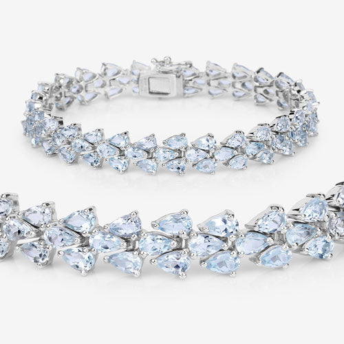 Bids.com 14.11 Carat Genuine Aquamarine .925 Sterling Silver Bracelet Bracelets