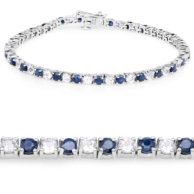Bids.com 6.87 ct. t.w. Blue Sapphire and White Topaz Bracelet in Sterling Silver Bracelets